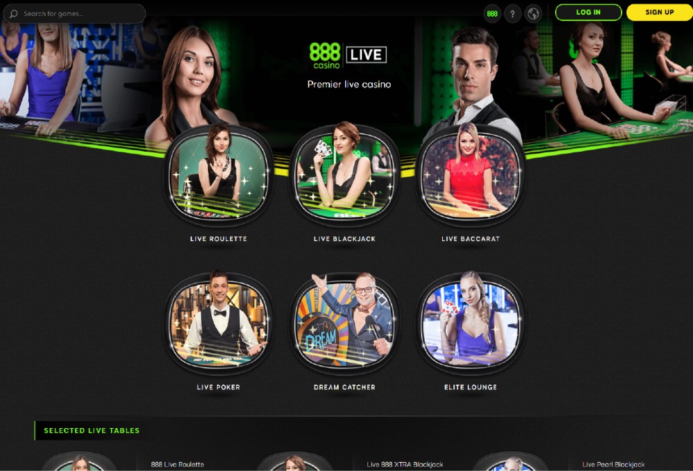 Live games available at 888casino