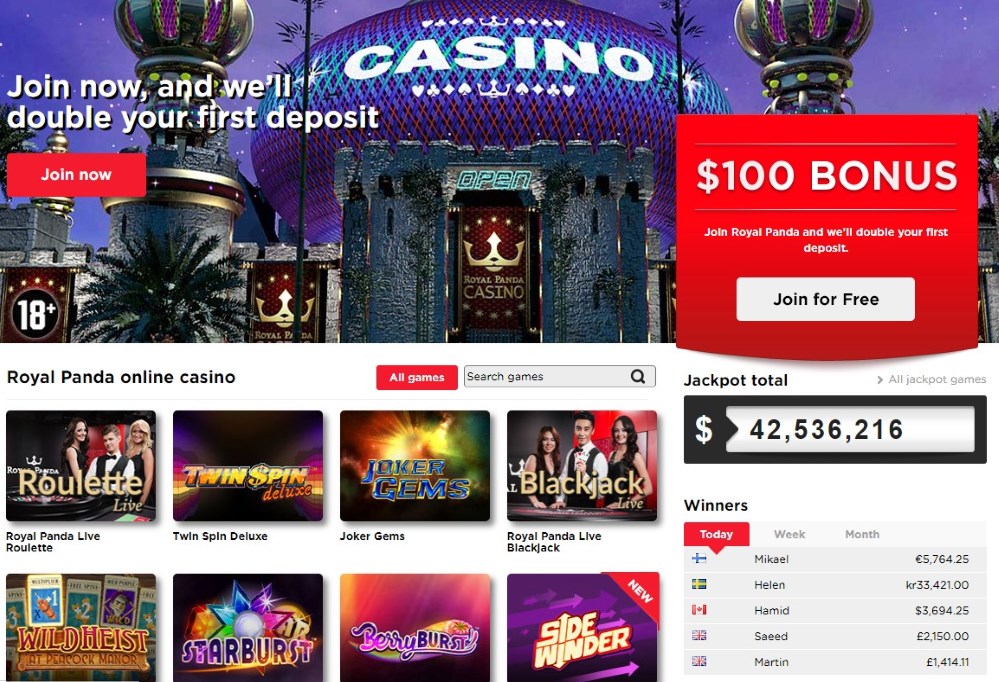 Overview of the Royal Panda's software and their game selection.